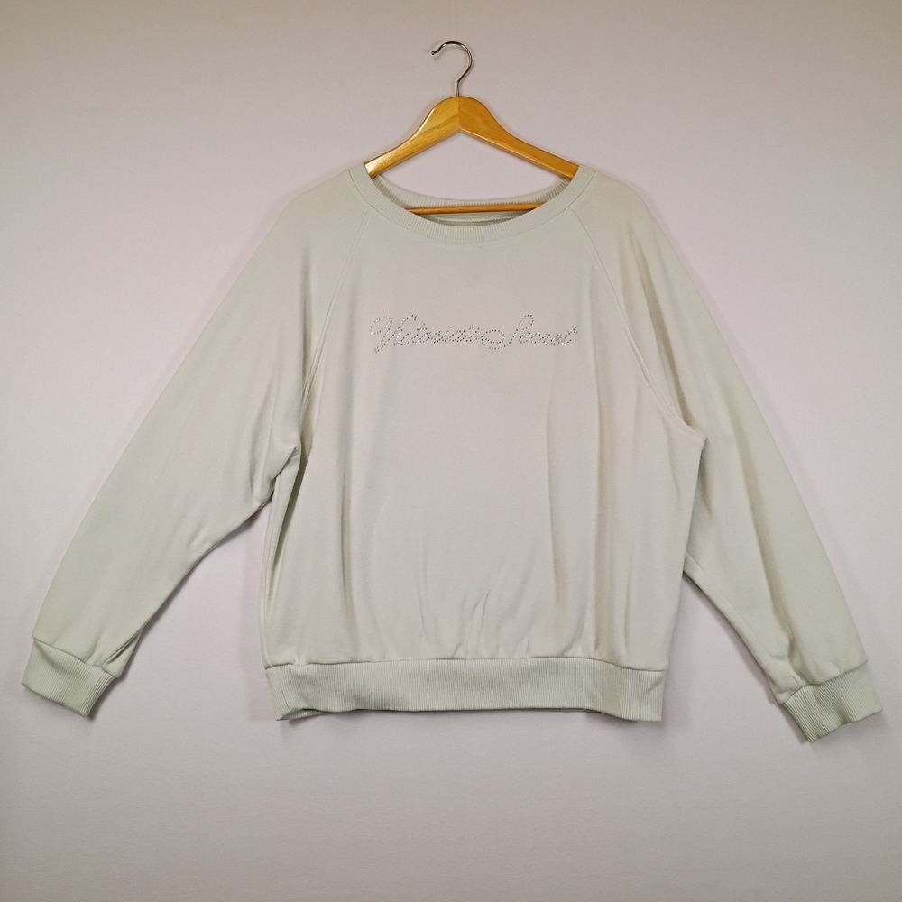 Y2K Glam Victoria's Secret Womens Large Mint Green Rhinestone Logo Sweatshirt